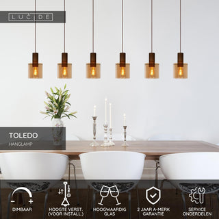 TOLEDO - Hanglamp - Ø 20 cm - 3xE27 - Amber