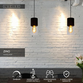 ZINO - Hanglamp - Ø 10 cm - 1xE27 - Fumé
