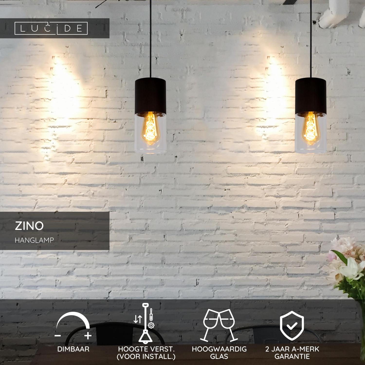 ZINO - Hanglamp - Ø 10 cm - 1xE27 - Fumé