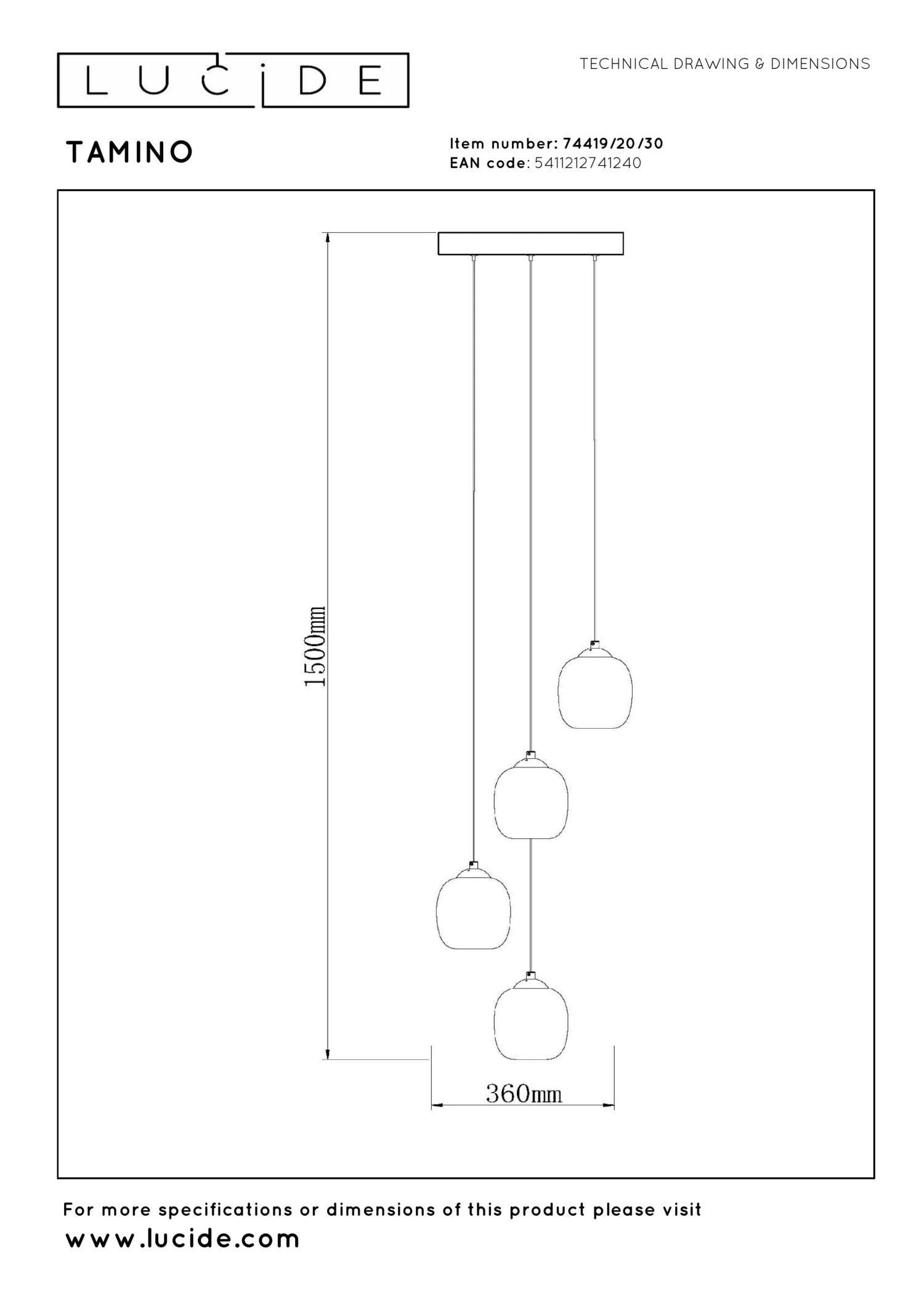 TAMINO - Hanglamp - Ø 36 cm - LED Dimb. - 4x5,2W 3000K - Zwart