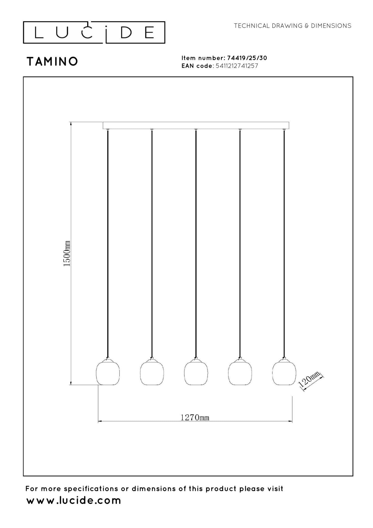 TAMINO - Hanglamp - LED Dimb. - 5x5,6W 3000K - Zwart