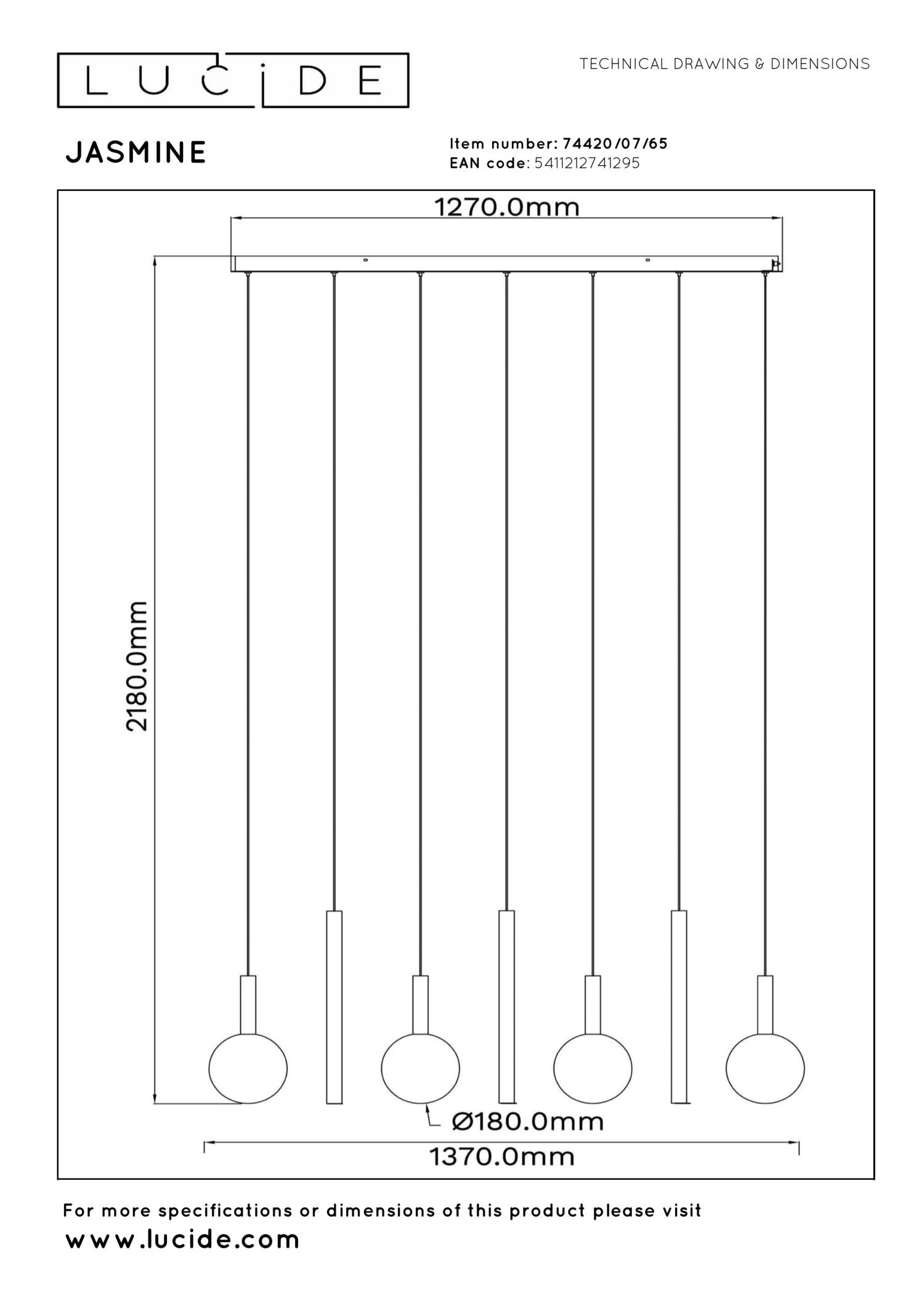 JASMINE - Pendant light - LED Dimmable - CCT - 7x4W 2200K/3300K - Suitable for voids and high ceilings - Copper