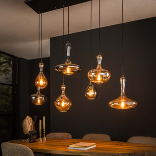 Hanglamp Karaf artic zwart - 4+3-lichts, 145 cm breed