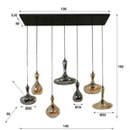 Hanglamp Karaf artic zwart - 4+3-lichts, 145 cm breed