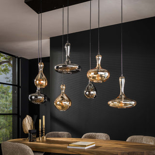 Hanglamp Karaf artic zwart - 4+3-lichts, 145 cm breed