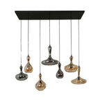 Hanglamp Karaf artic zwart - 4+3-lichts, 145 cm breed
