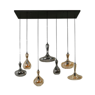 Hanglamp Karaf artic zwart - 4+3-lichts, 145 cm breed