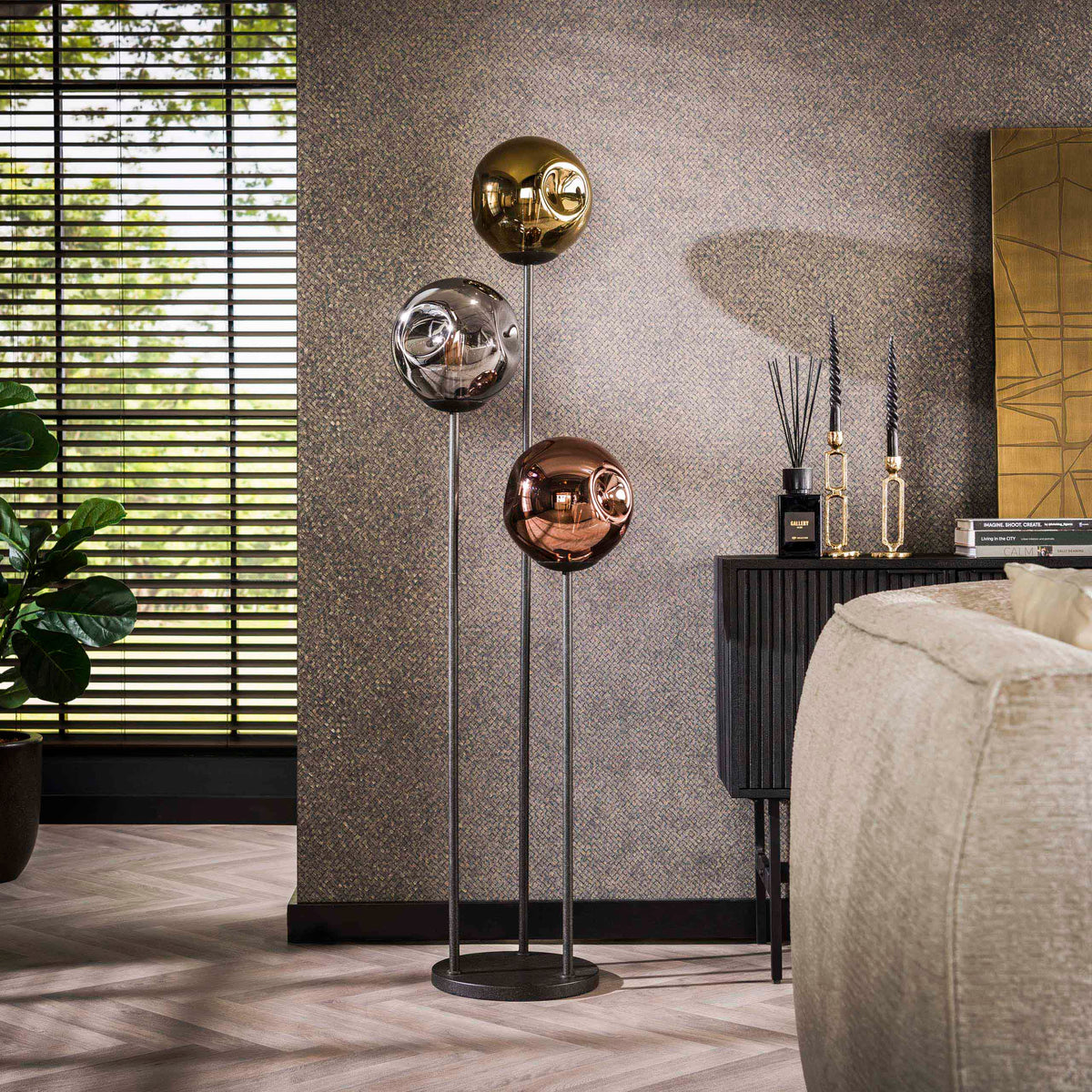 Floor lamp Stellar tiered artic black - 3-light, 164 cm high