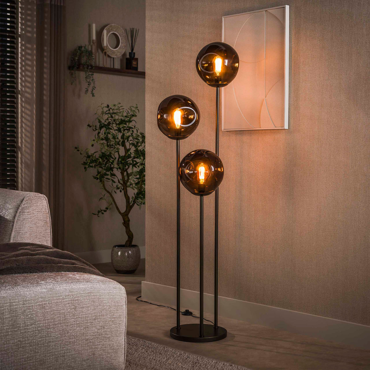 Floor lamp Stellar tiered sienna brown - 3-light, 164 cm high