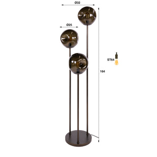 Vloerlamp Stellar getrapt sienna bruin - 3-lichts, 164 cm hoog