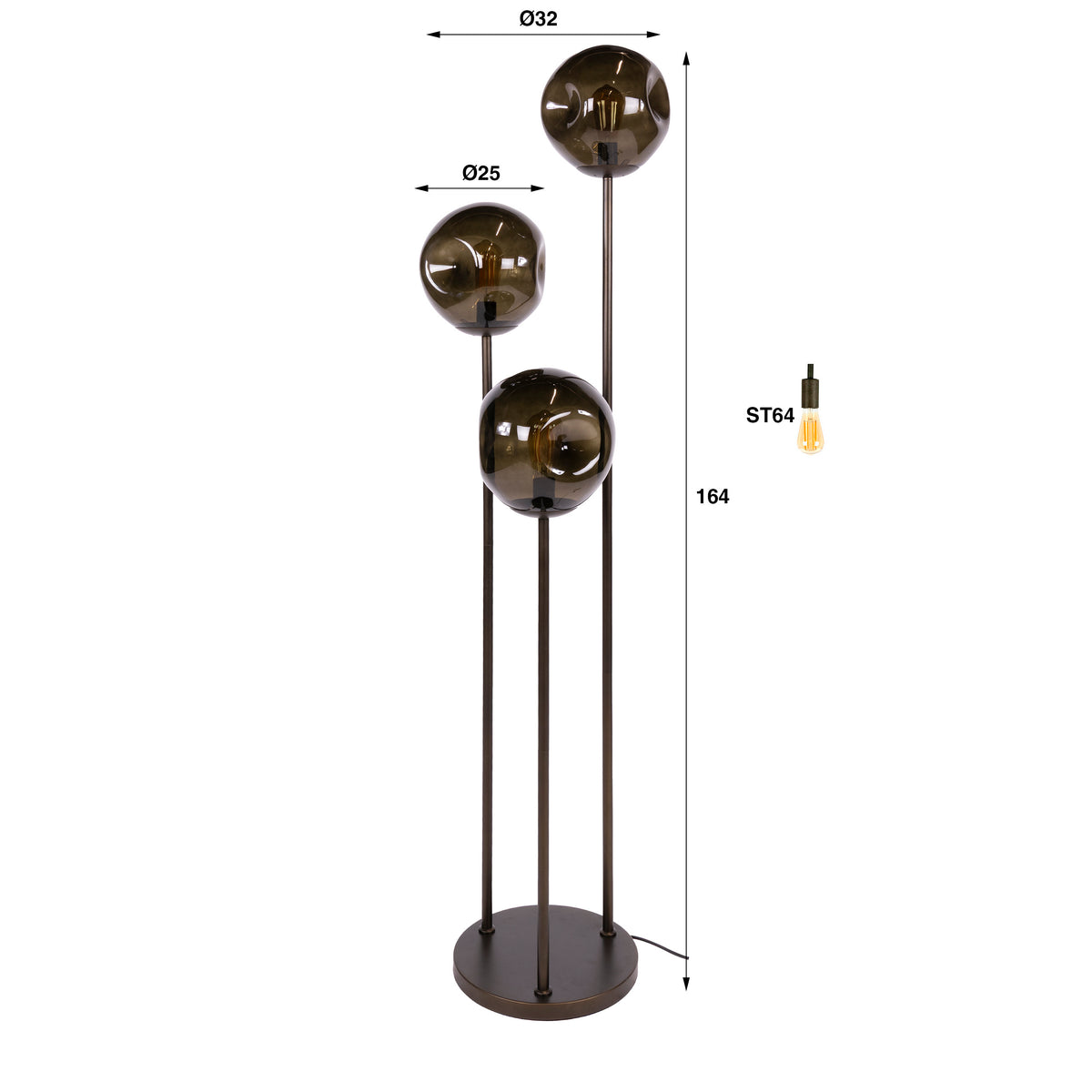 Floor lamp Stellar tiered sienna brown - 3-light, 164 cm high