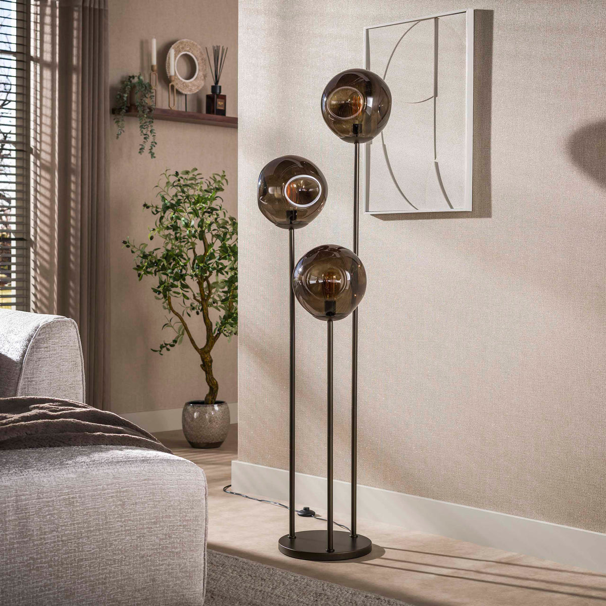 Floor lamp Stellar tiered sienna brown - 3-light, 164 cm high