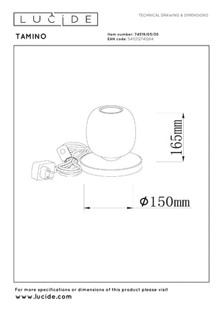 TAMINO - Lampe de table - Ø 15 cm - LED - 1x6W 3000K - Noir