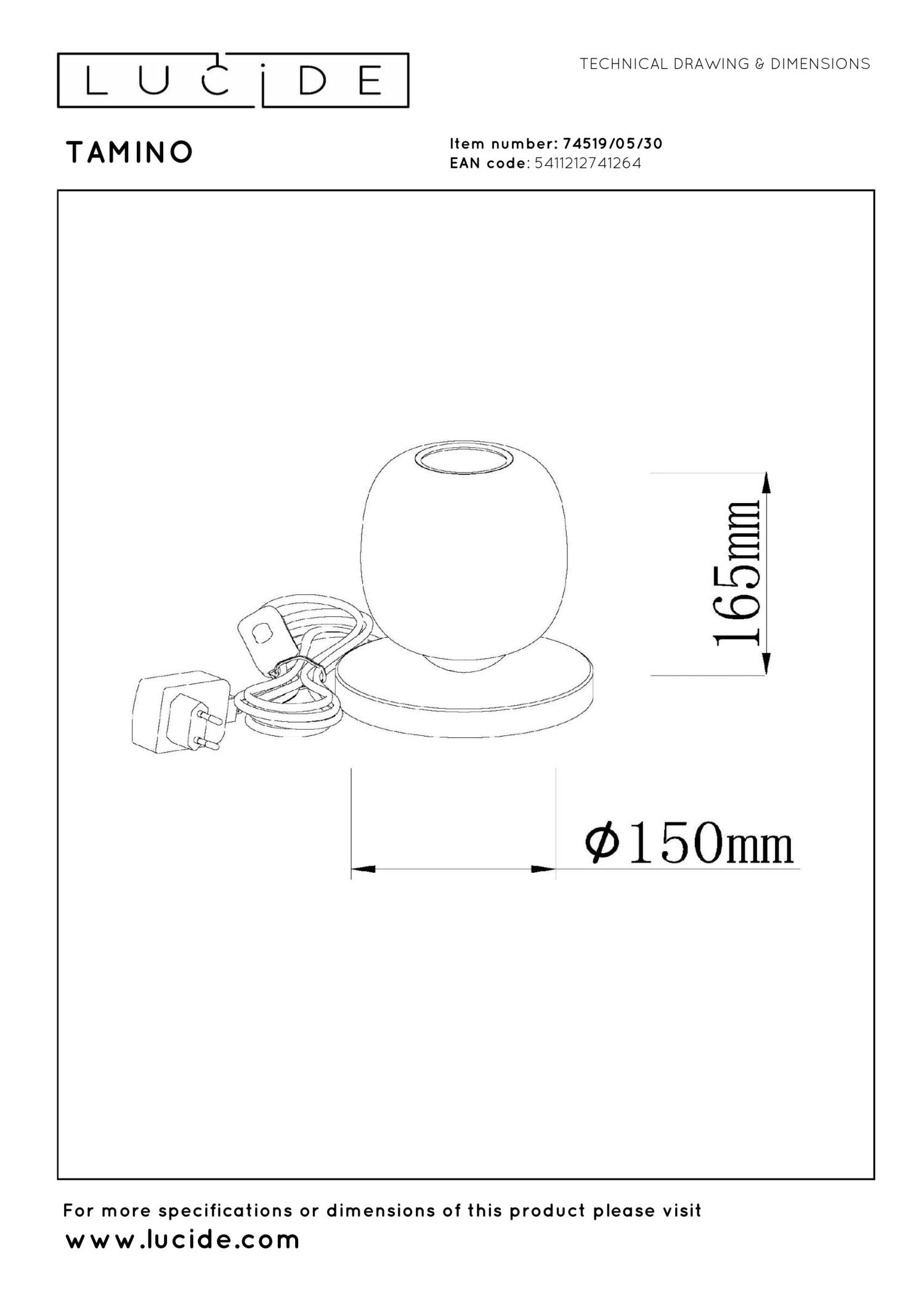 TAMINO - Lampe de table - Ø 15 cm - LED - 1x6W 3000K - Noir