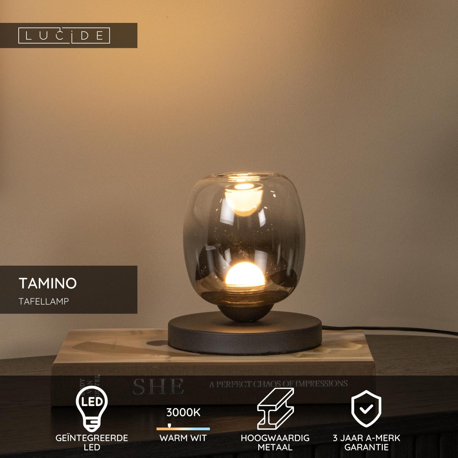 TAMINO - Lampe de table - Ø 15 cm - LED - 1x6W 3000K - Noir