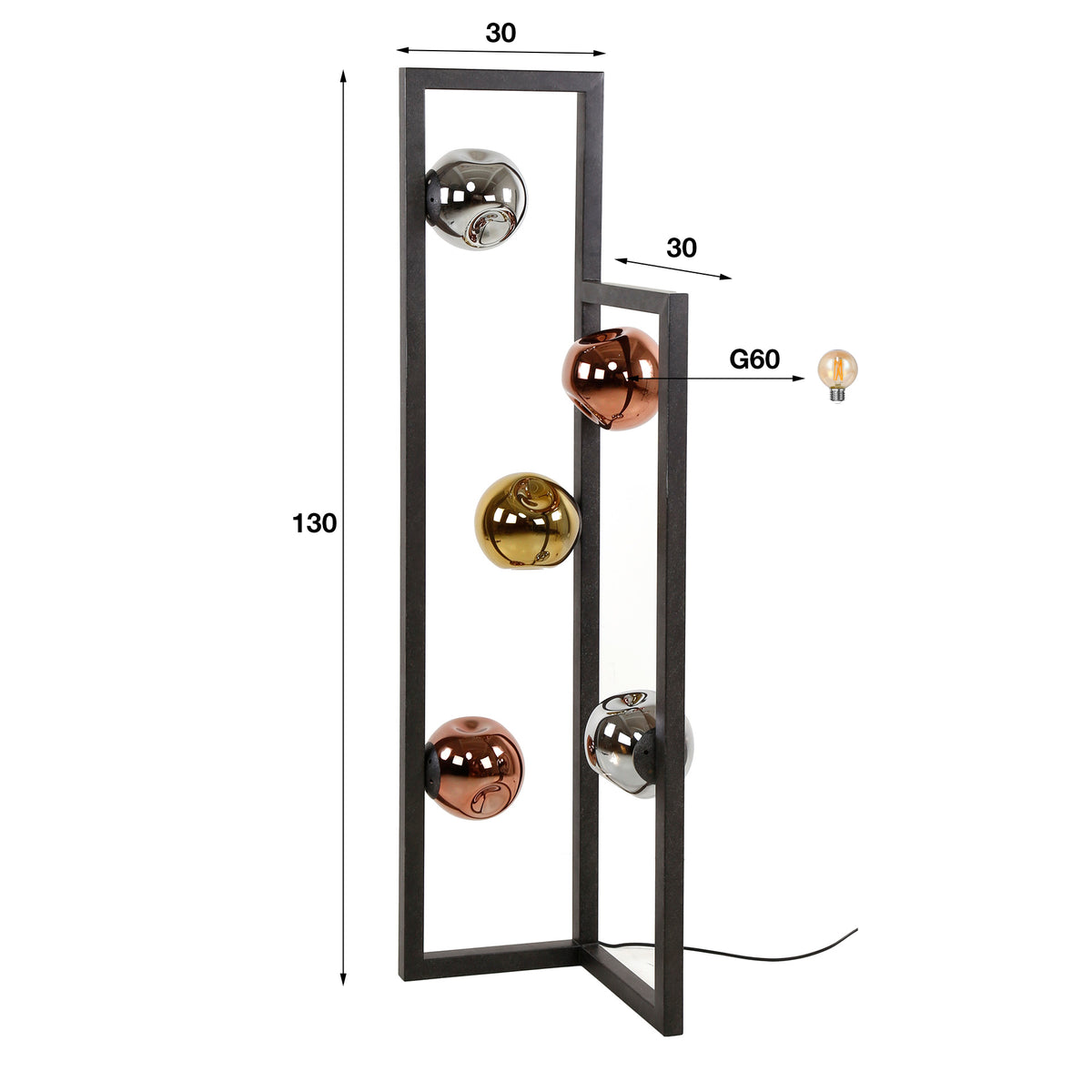 Floor lamp Stellar artic black - 5-light, 130 cm high