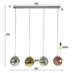 Pendant lamp Stellar old silver - 4-light, 130 cm wide