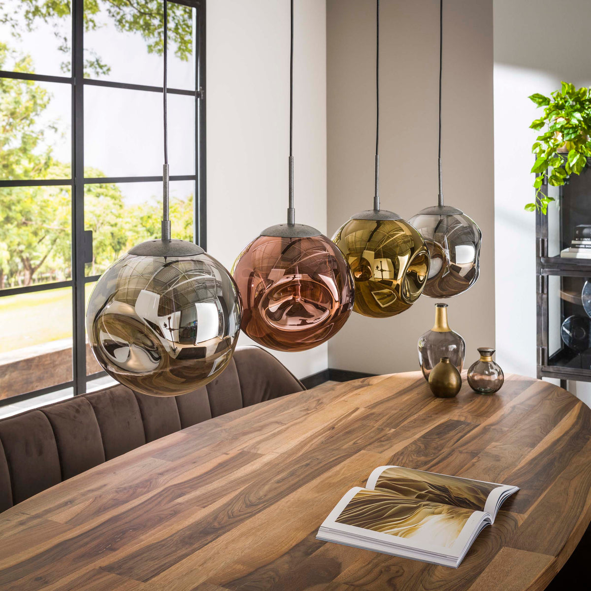 Pendant lamp Stellar old silver - 4-light, 130 cm wide