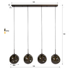 Pendant lamp Stellar sienna brown - 4-light, 130 cm wide
