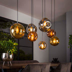 Suspension Stellar argent vieilli - 4+3 lumières, largeur 145 cm