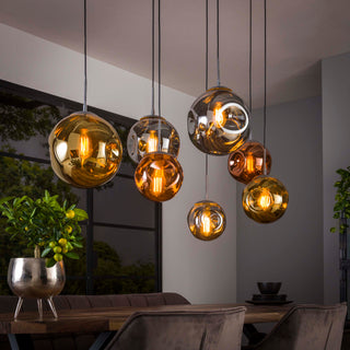 Suspension Stellar argent vieilli - 4+3 lumières, largeur 145 cm