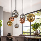 Suspension Stellar argent vieilli - 4+3 lumières, largeur 145 cm