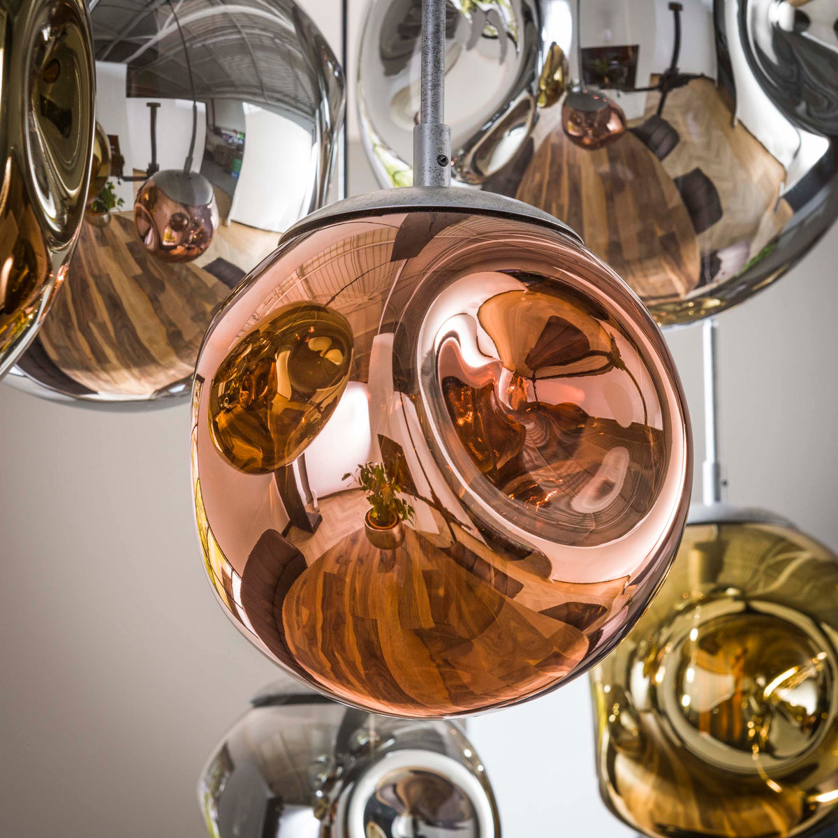 Pendant lamp Stellar old silver - 4+3-light, 145 cm wide