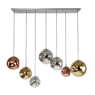 Suspension Stellar argent vieilli - 4+3 lumières, largeur 145 cm