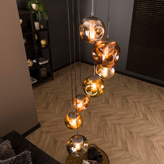 Pendant lamp Stellar old silver - 7-light, diameter 40 cm