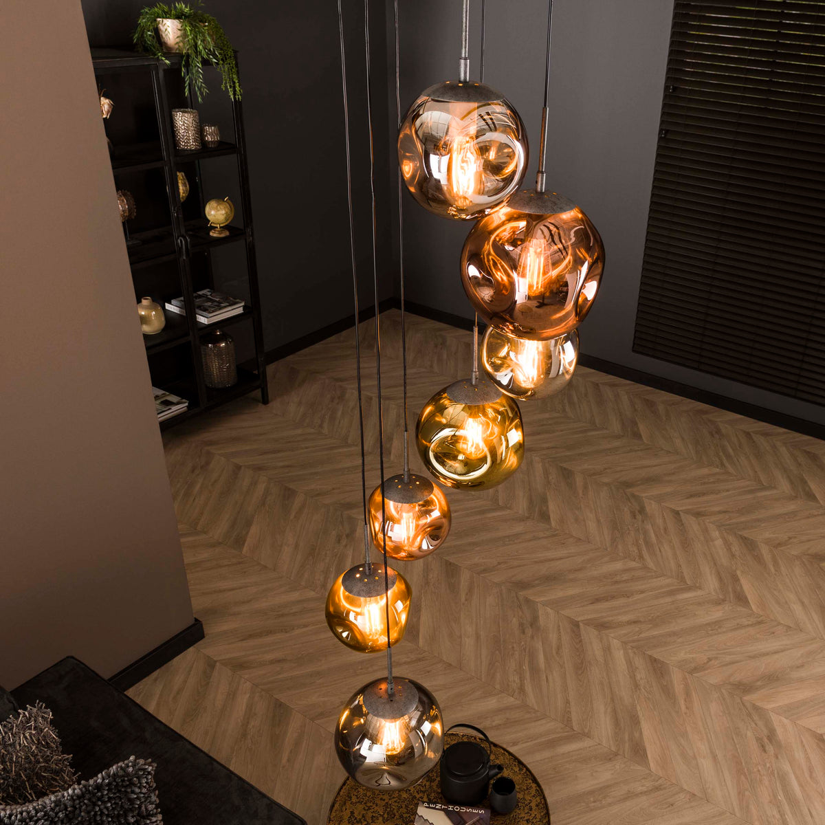 Pendant lamp Stellar old silver - 7-light, diameter 40 cm