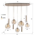 Suspension Stellar à cordons beige - 5+4 lumières, largeur 133 cm