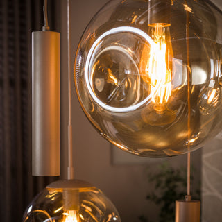 Suspension Stellar à cordons beige - 5+4 lumières, largeur 133 cm
