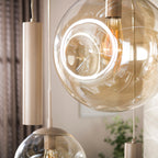 Suspension Stellar à cordons beige - 5+4 lumières, largeur 133 cm