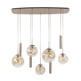 Suspension Stellar à cordons beige - 5+4 lumières, largeur 133 cm