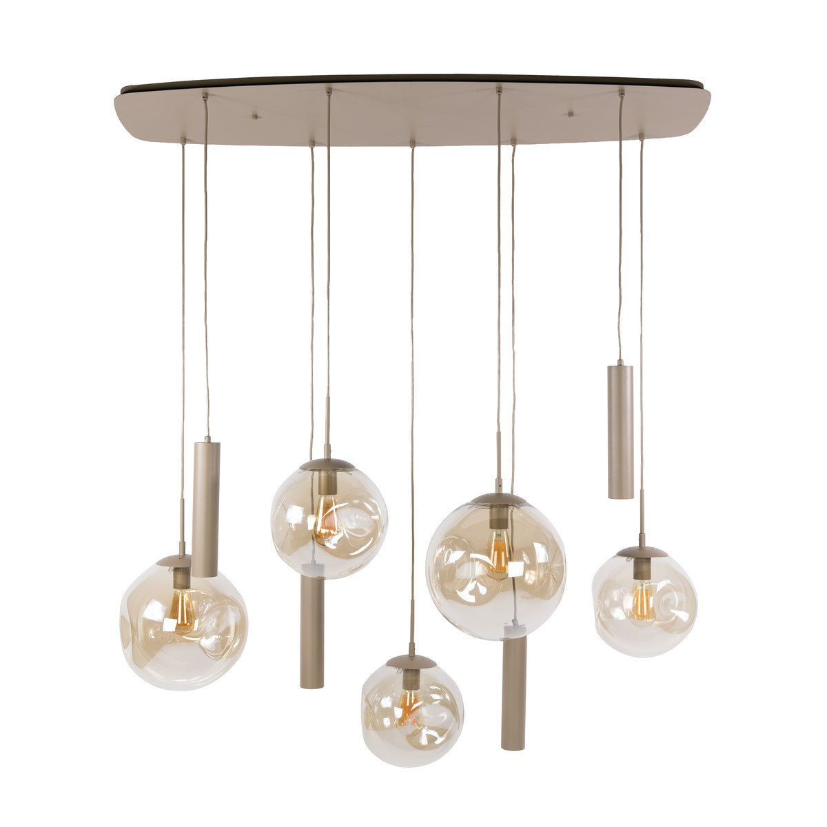 Suspension Stellar à cordons beige - 5+4 lumières, largeur 133 cm