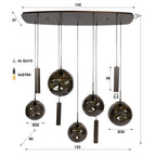 Suspension Stellar à cordons brun sienna - 5+4 lumières, largeur 133 cm