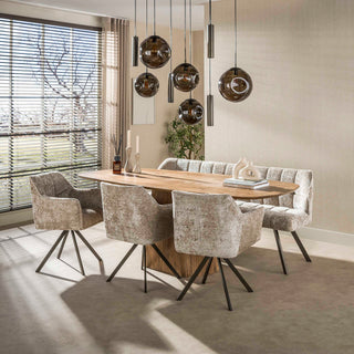 Suspension Stellar à cordons brun sienna - 5+4 lumières, largeur 133 cm
