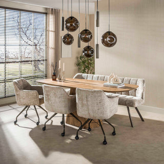 Suspension Stellar à cordons brun sienna - 5+4 lumières, largeur 133 cm