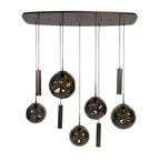 Suspension Stellar à cordons brun sienna - 5+4 lumières, largeur 133 cm