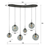 Hanglamp Stellar Black artic zwart - 6-lichts, 135 cm breed