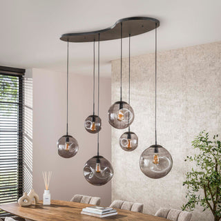 Hanglamp Stellar Black artic zwart - 6-lichts, 135 cm breed