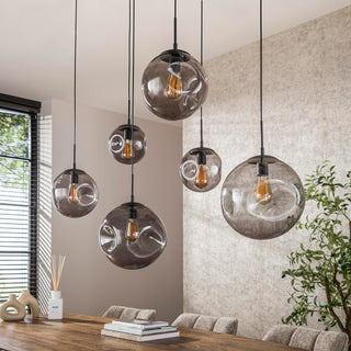 Hanglamp Stellar Black artic zwart - 6-lichts, 135 cm breed