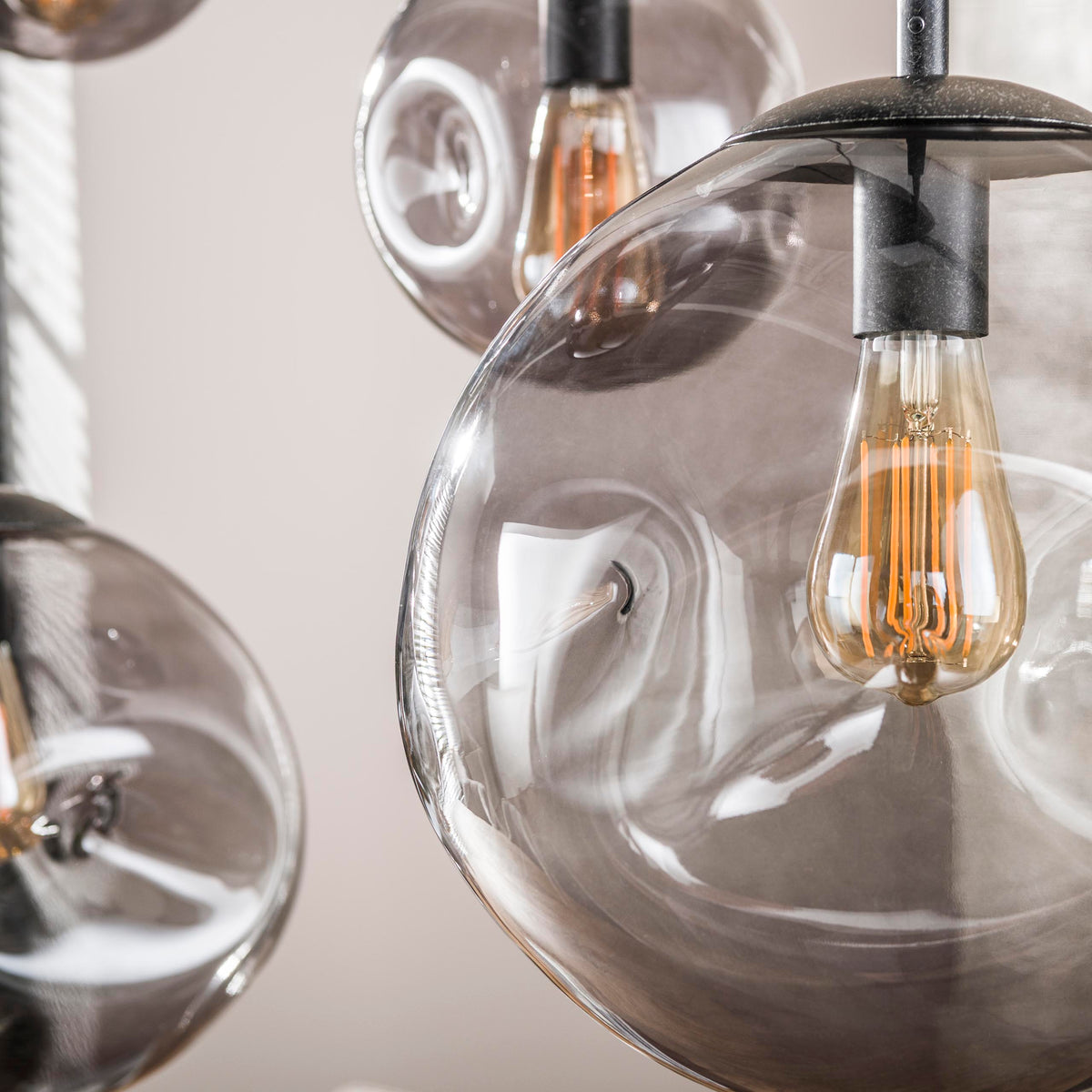 Pendant lamp Stellar Black artic black - 6-light, 135 cm wide