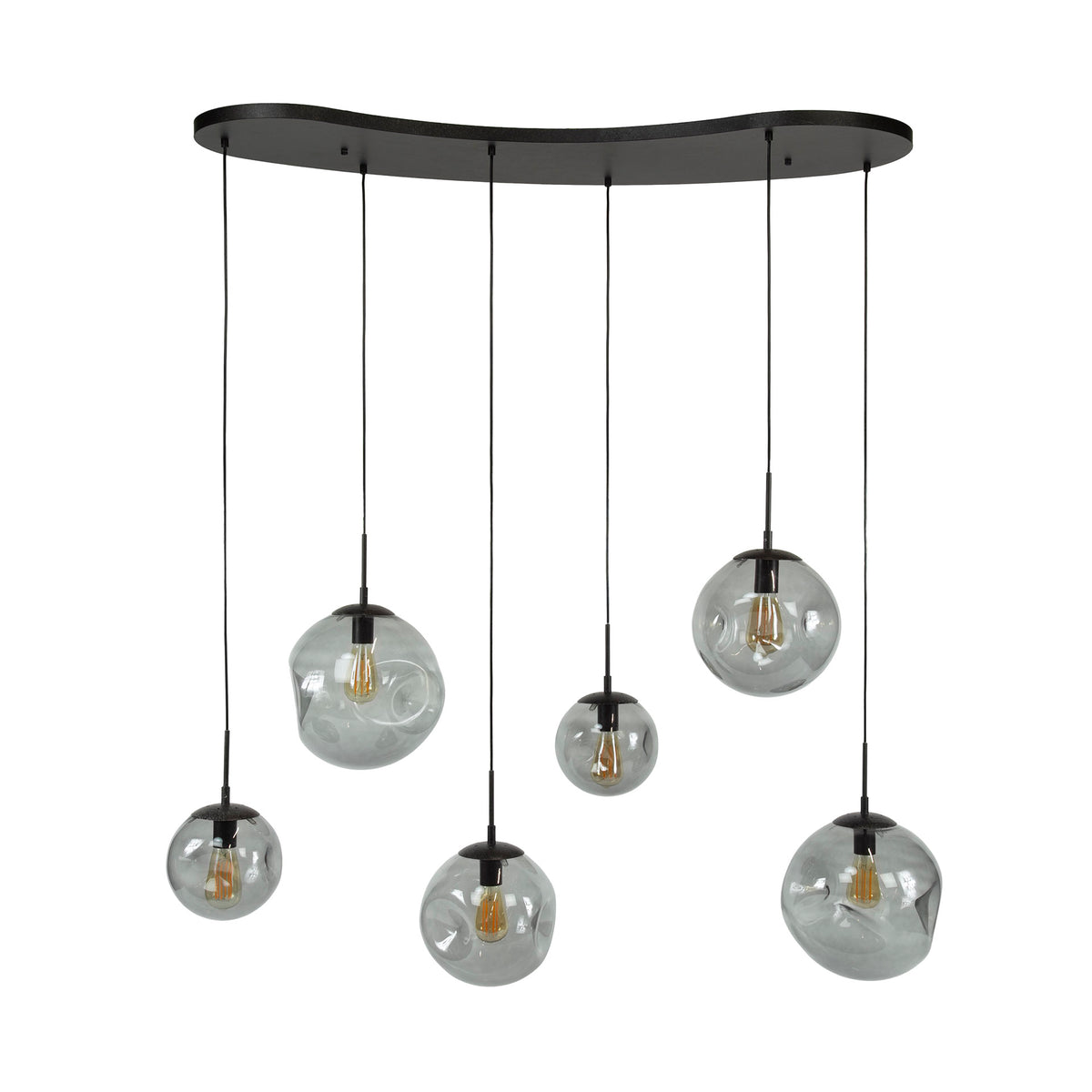 Hanglamp Stellar Black artic zwart - 6-lichts, 135 cm breed