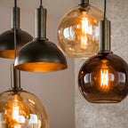 Suspension Cluster brun sienna - 4+3 lumières, largeur 145 cm