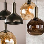 Suspension Cluster brun sienna - 4+3 lumières, largeur 145 cm