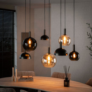 Suspension Cluster brun sienna - 4+3 lumières, largeur 145 cm