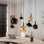 Suspension Cluster brun sienna - 4+3 lumières, largeur 145 cm