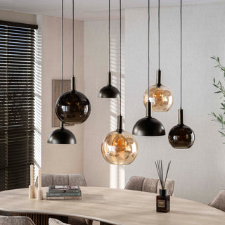 Suspension Cluster brun sienna - 4+3 lumières, largeur 145 cm