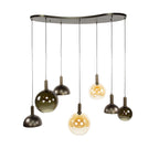 Suspension Cluster brun sienna - 4+3 lumières, largeur 145 cm